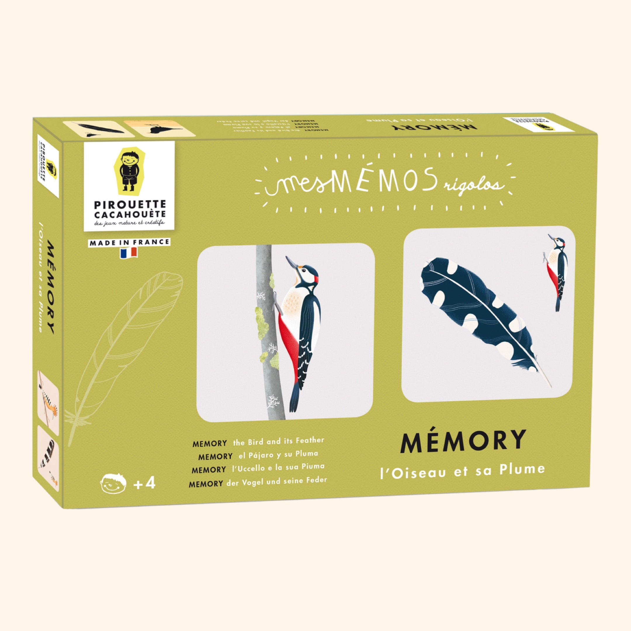 Mémo Rigolos - L'Oiseau et sa Plume : Un jeu de mémoire éducatif pour enfants dès 3 ans. Associez oiseaux et plumes pour développer mémoire et observation. Illustré, écologique et sans plastique. Idéal pour la famille !