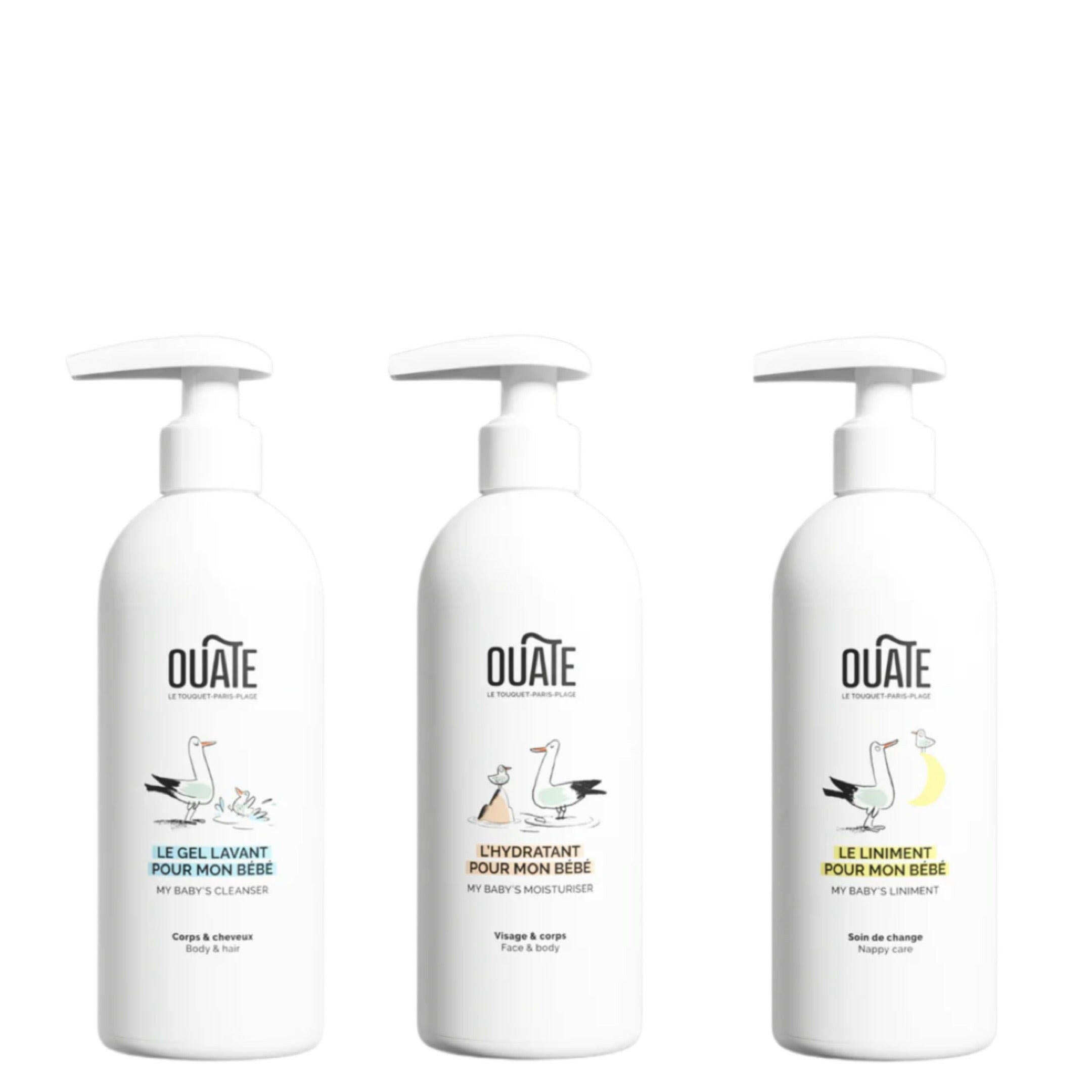 Découvrez la gamme Ouate, des soins naturels et sûrs pour la peau délicate de votre bébé. Hydratants, gel lavant et liniment, tous hypoallergéniques et testés dermatologiquement. Fabriqués en France et respectueux de l'environnement.