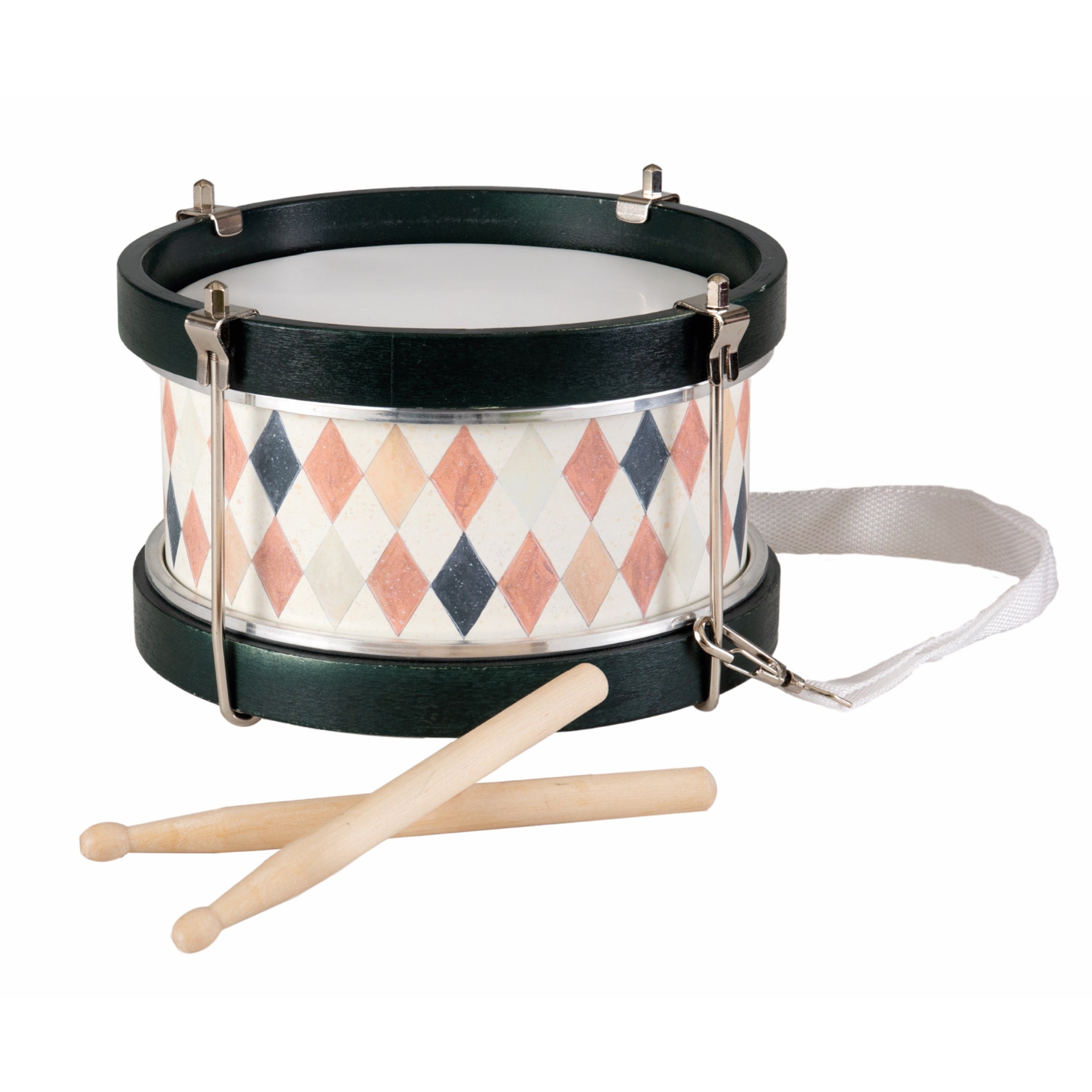 Petit tambour en bois avec lanière ajustable, parfait pour les enfants dès 3 ans. Créez des rythmes joyeux et stimulez leur créativité musicale !