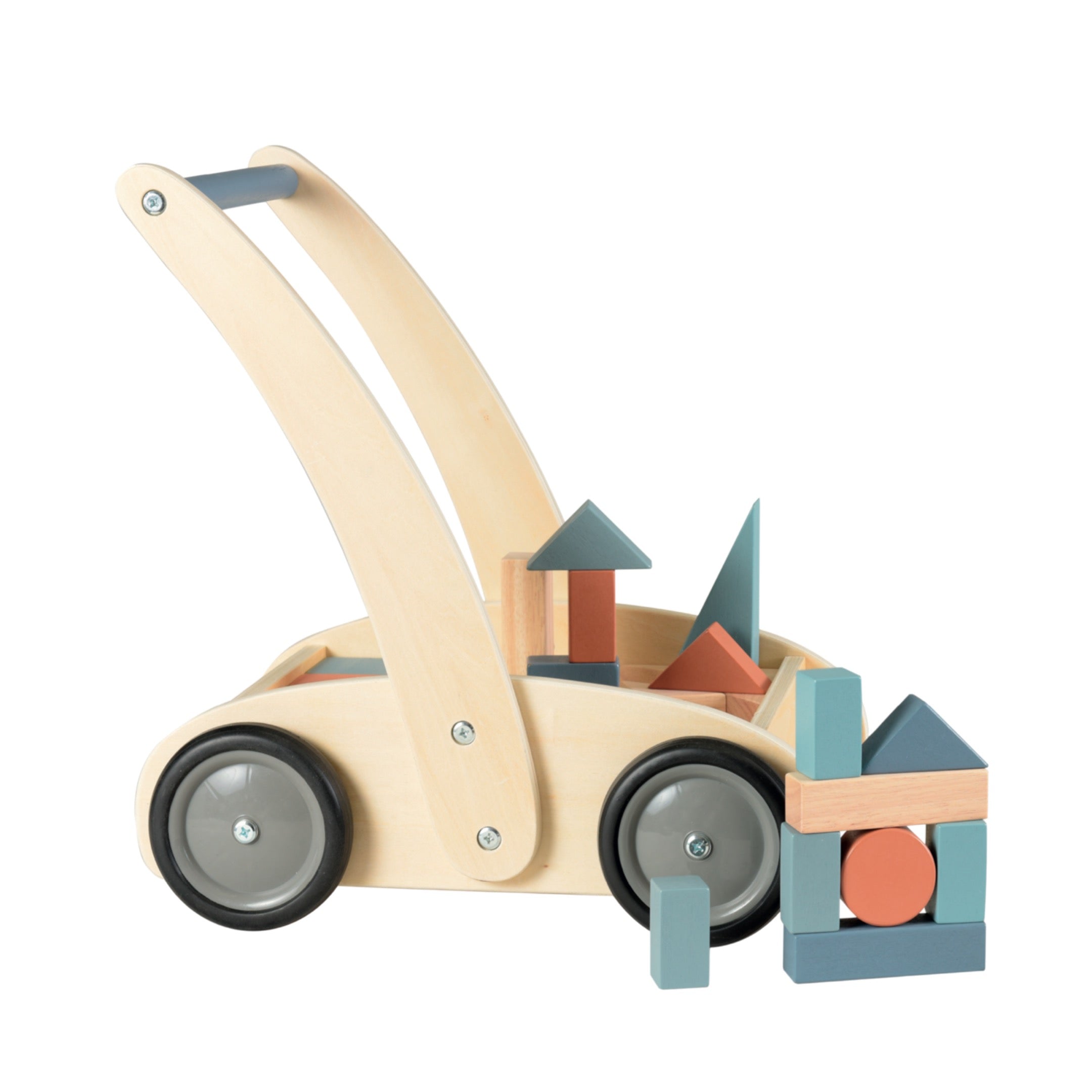 Aidez votre enfant à faire ses premiers pas avec ce chariot de blocs en bois 2 en 1. Un jouet éducatif et amusant dès 18 mois pour marcher et construire !