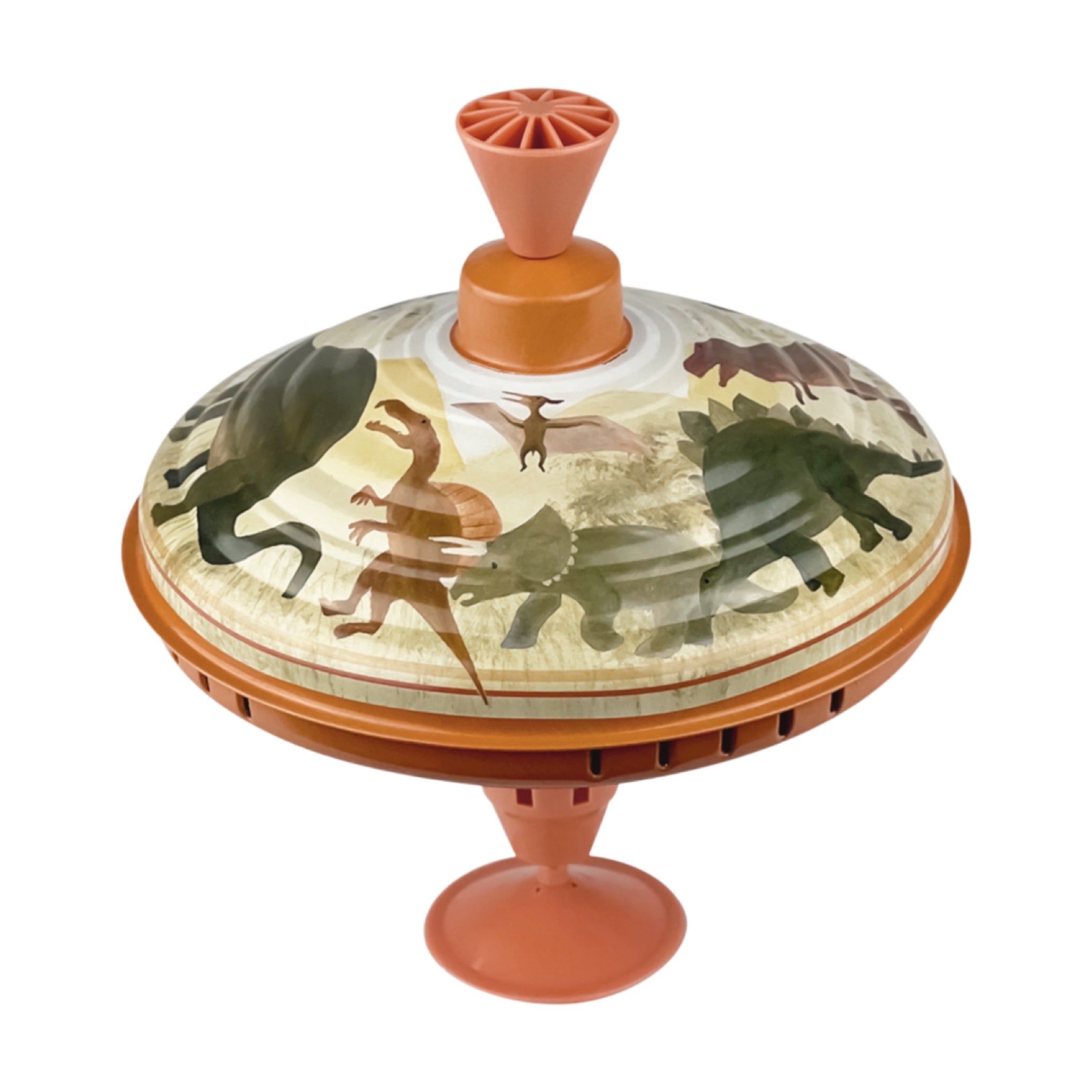 Toupie en métal Dino, un jouet classique pour tous les âges. Tirez, poussez et regardez-la tourner avec un joli bourdonnement. Des heures de plaisir garanties !