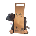 Découvrez Raoul, l'ours à tirer en peluche douce avec une base en bois. Un jouet câlin et ludique, idéal pour les enfants de tout âge !