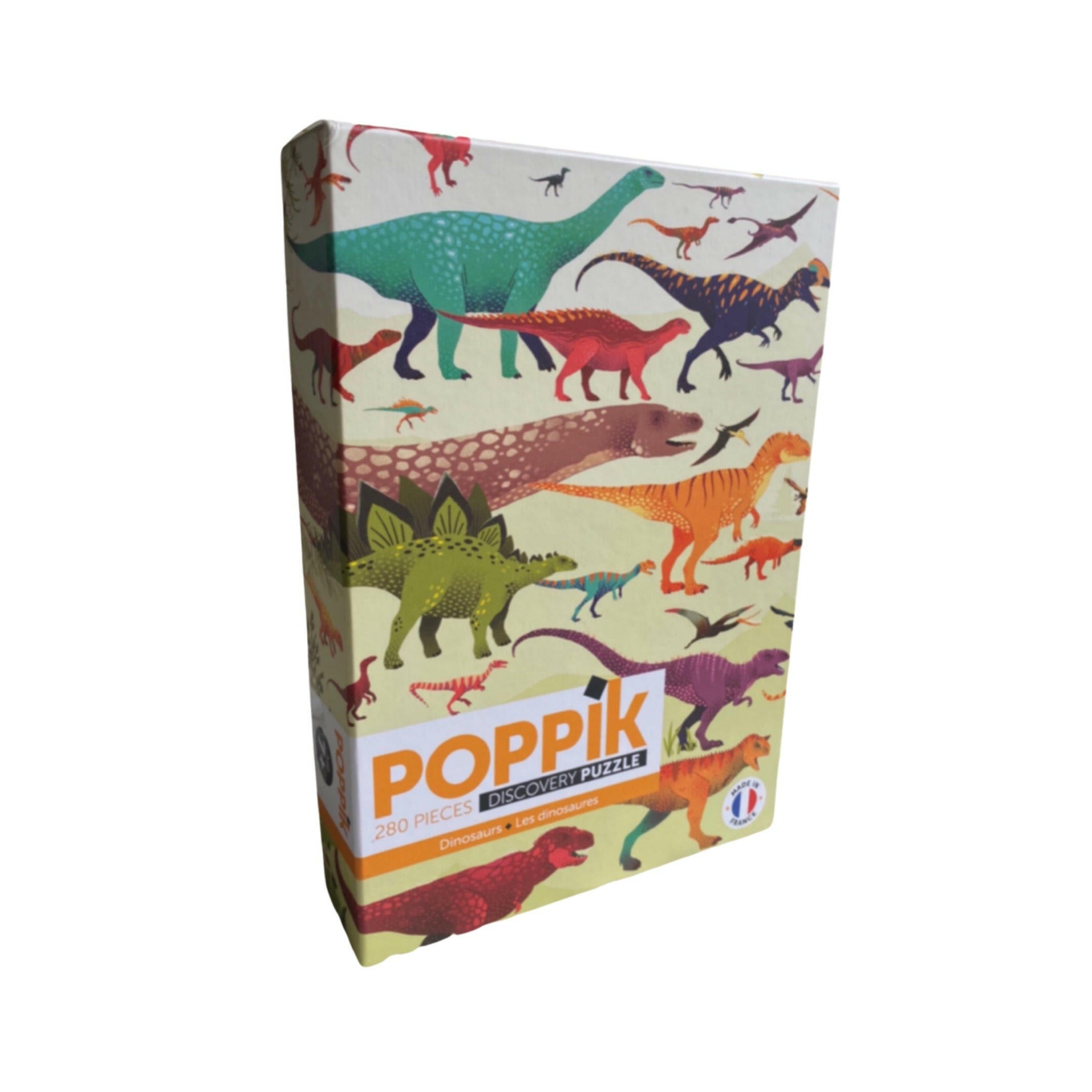 le Puzzle éducatif Les Dinosaures de Poppik, une aventure préhistorique passionnante pour les jeunes explorateurs dès l'âge de 7 ans. Conçu par l'artiste talentueuse Clémence Dupont, ce puzzle de 280 pièces offre une immersion captivante dans le monde des dinosaures.